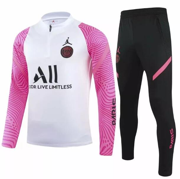 2021/22 PSG x Jordan White Pink Training Kits Sweatshirt with Pants